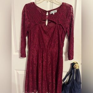 Lacy Maroon homecoming dress